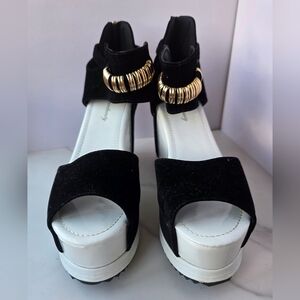 Chic Black and White Platform Sandals